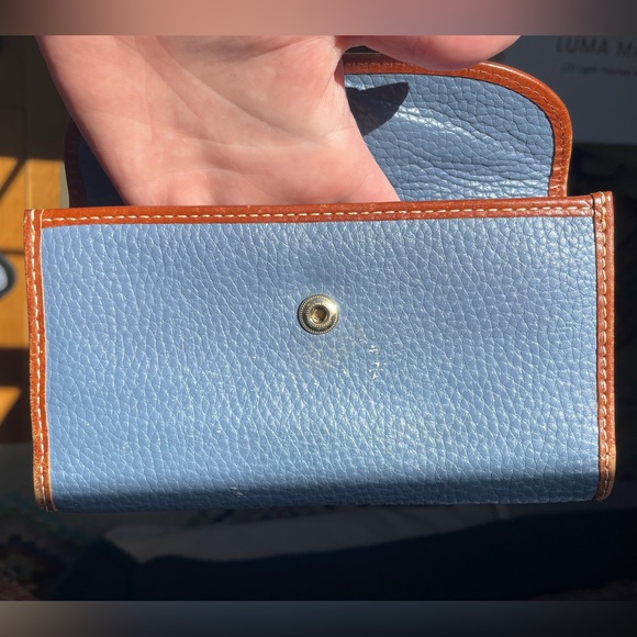 Dooney & Bourke Blue and Brown Leather Trifold Wallet. - Picture 10 of 12